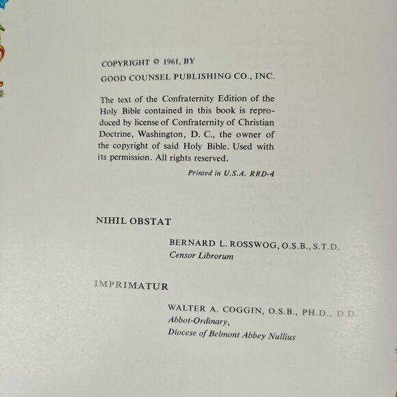 Catholic Deluxe Edition Holy Bible 1961 Vintage Hardcover Confraternity - Picture 4 of 11